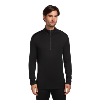 Icebreaker Unterwäsche Thermo-Langarmshirt 260 Tech Half-Zip - Merinowolle, enganliegend - 2024 schwarz Herren